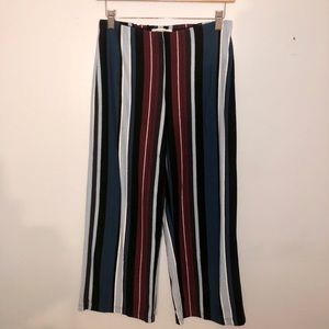 High-waist striped knit pants